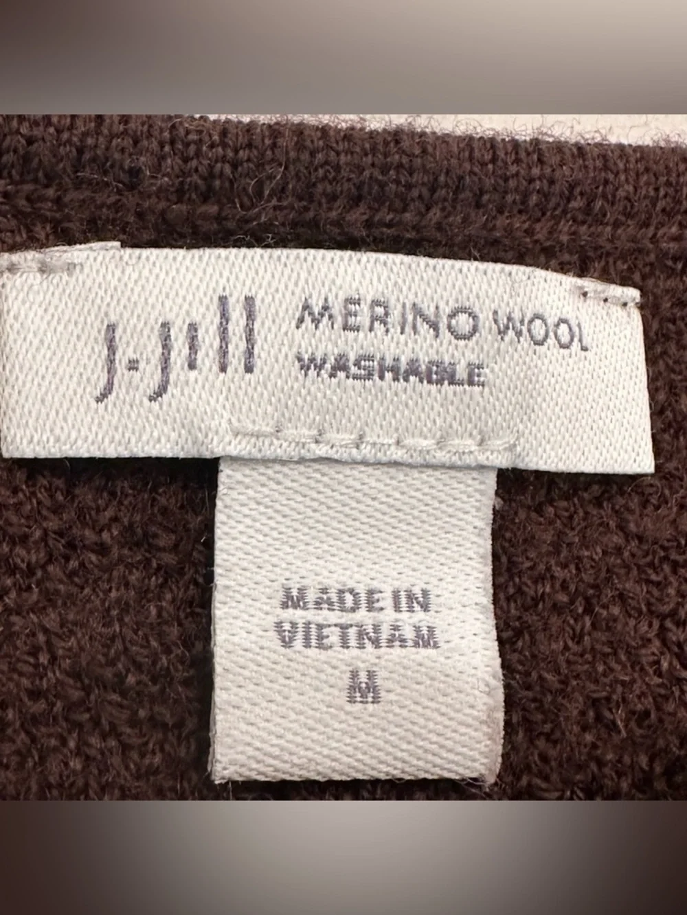 J. Jill Washable Merino Wool Brown Berry Sweater Womens M Lightweight Cozy Knit